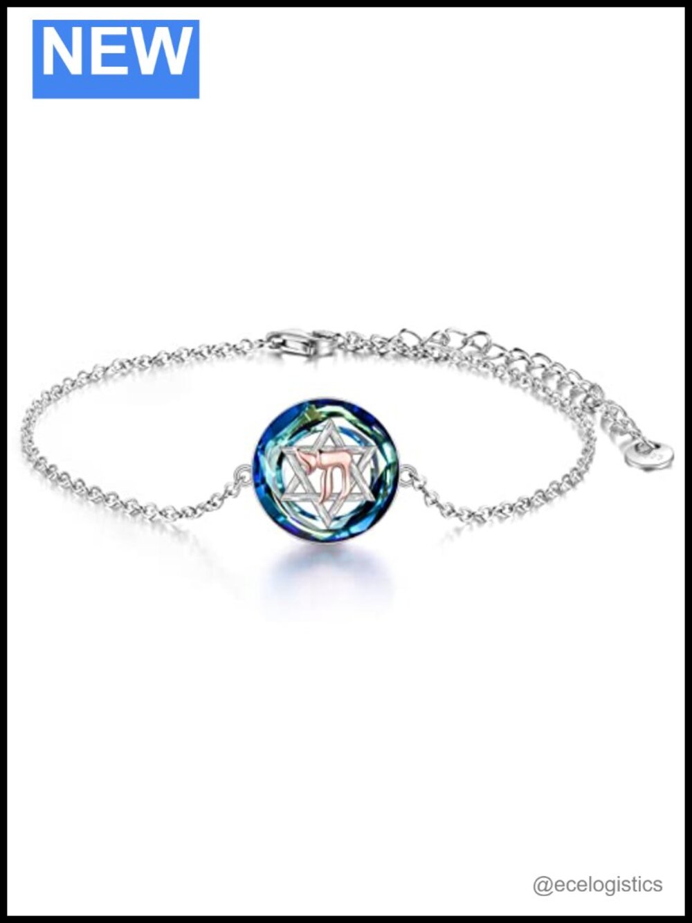 Sterling Silver Star of David Chai Bracelet Adjustable Jewish Jewelry